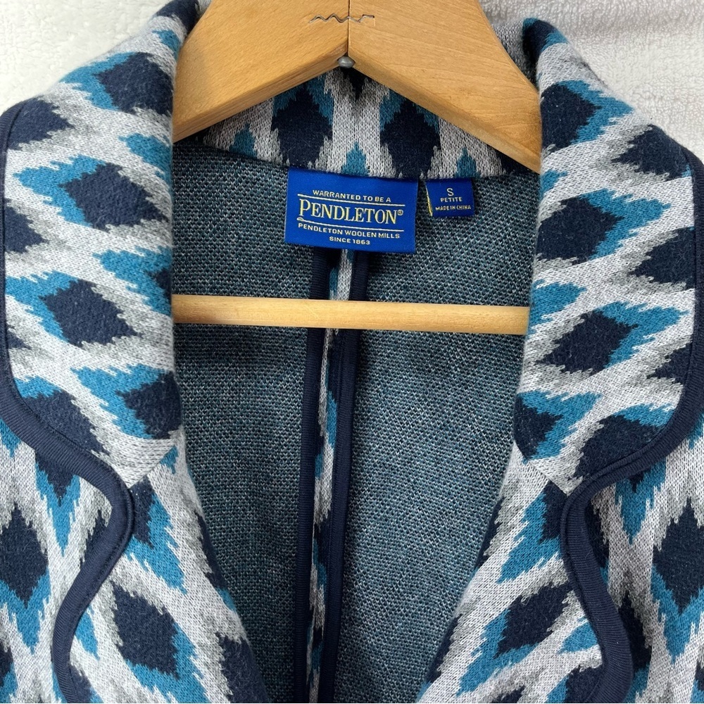 Pendleton Cotton Cardigan Blazer Jacket Gray & Na… - image 4